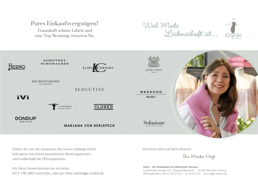 Verkaufsanzeige für Damenmode mit Anzeigenentwicklung und Gestaltung