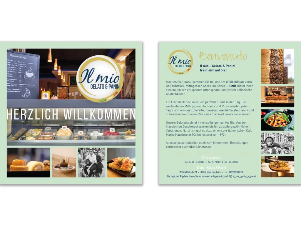 Postwurfsendung zur Eröffnungswerbung mit Fotoproduktion und Printdesign