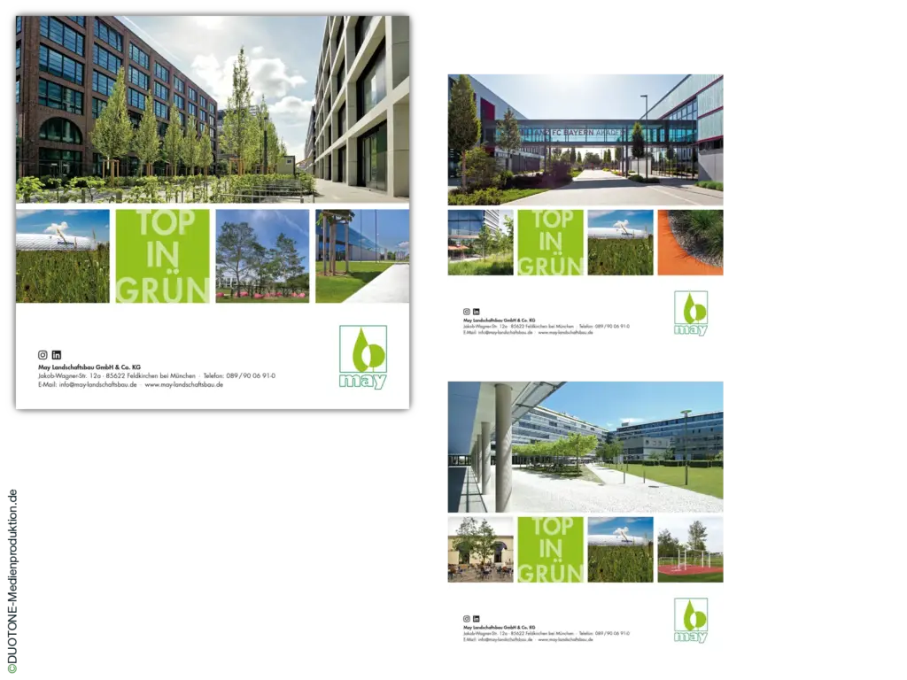 Imageanzeige für Landschaftsbau mit Anzeigenkonzept, Formatdesign und Layout