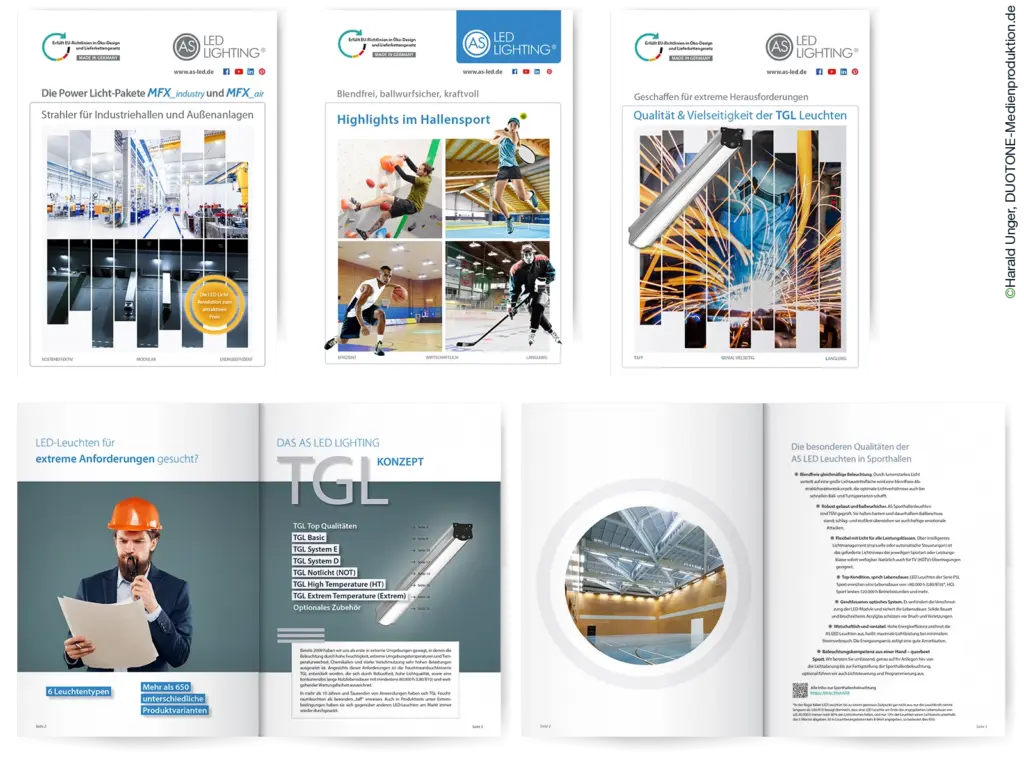 Magazindesign und Kataloggestaltung für Beleuchtung mit Konzept und Design