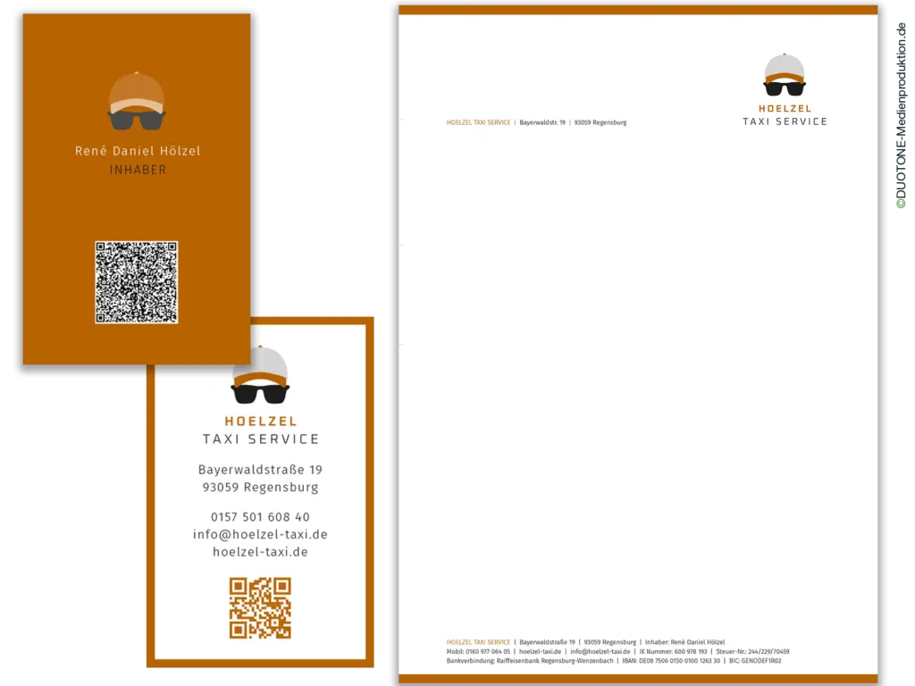 Visitenkarte und Briefpapier mit Logoentwicklung und Farbkonzept